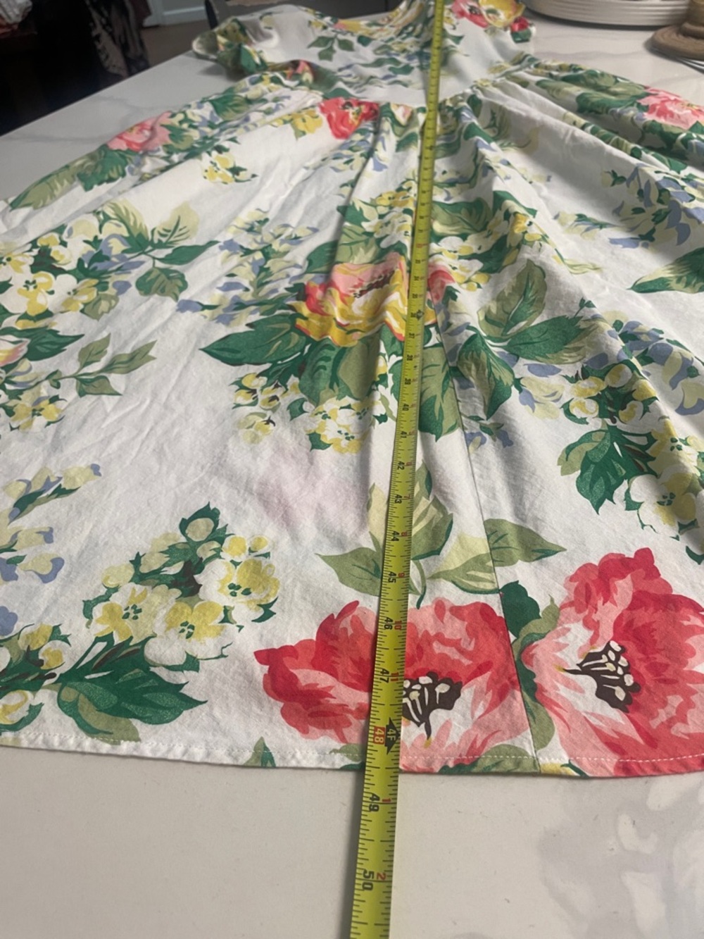 Vintage 80s EXPO Rose Print Cotton padsFit and Flare Full Dress - - Picture 5 of 10